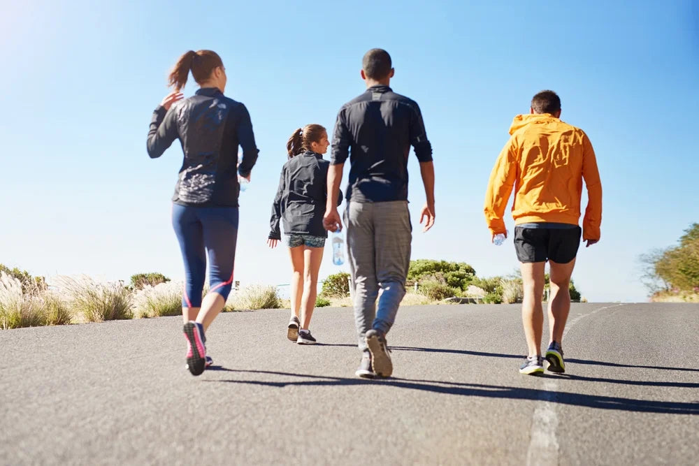 People exercising on street